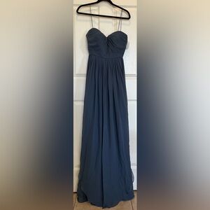 Jenny Yoo Collection Gray Chiffon Formal Maxi Dress Pleated Skirt Size 10